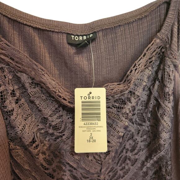 Torrid Textured Jersey Square Neck Flutter Sleeve Babydoll Blouse Periscope 2X - Picture 8 of 10